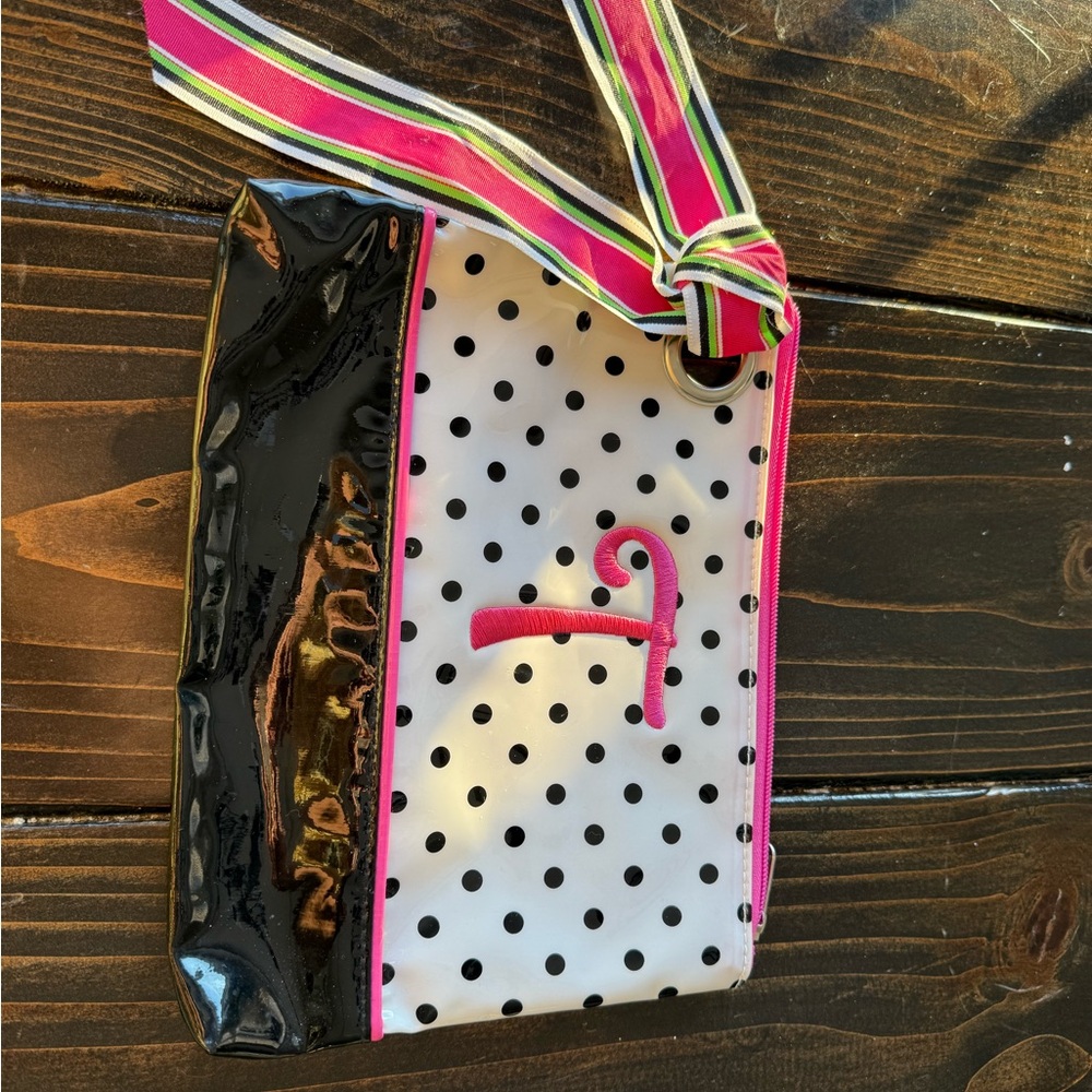 Polka Dot Black and Pink Women's Bag with initial T